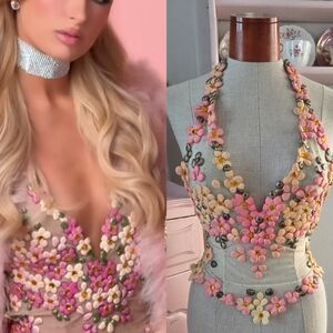 Vintage 90's / Y2K Ema Savahl Sculpted Flower Top Small Medium